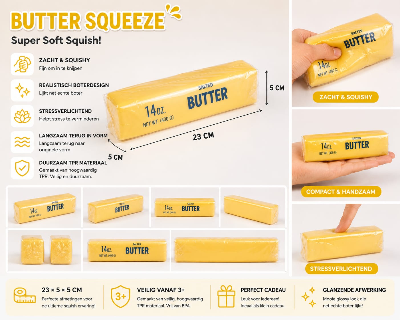 Butter Squishy Geel XL (ca. 23cm)