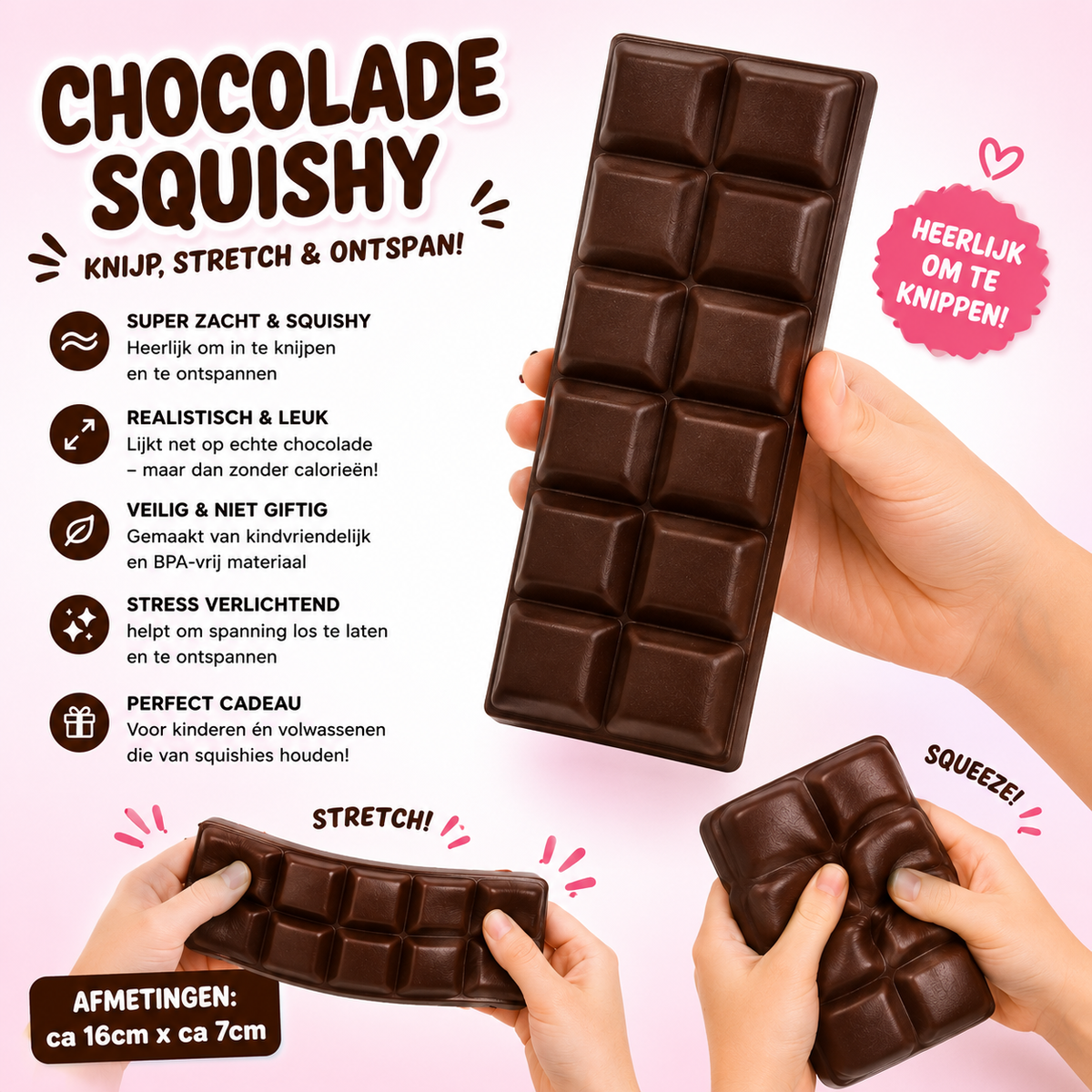 Chocolade Squishy – Zachte Stressbal & Fidget Speelgoed
