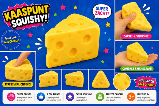 Cheese Squishy vierkant en punt Geel