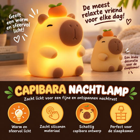 Capibara Nachtlampje – Zacht Siliconen LED Lampje 🐹💡