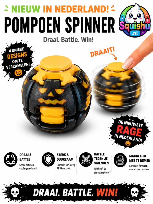 Spinner Ball Pompoen zwart/geel (halloween)