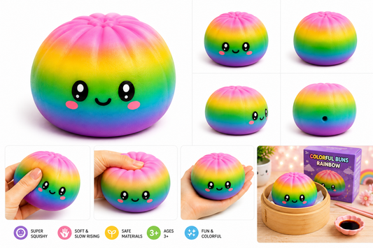 Dumpling Squishy colorful bun rainbow ca. 8,5 cm.